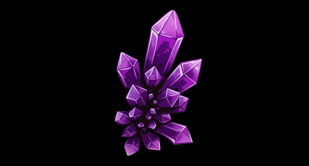 Amethyst crystal representing Dystropy